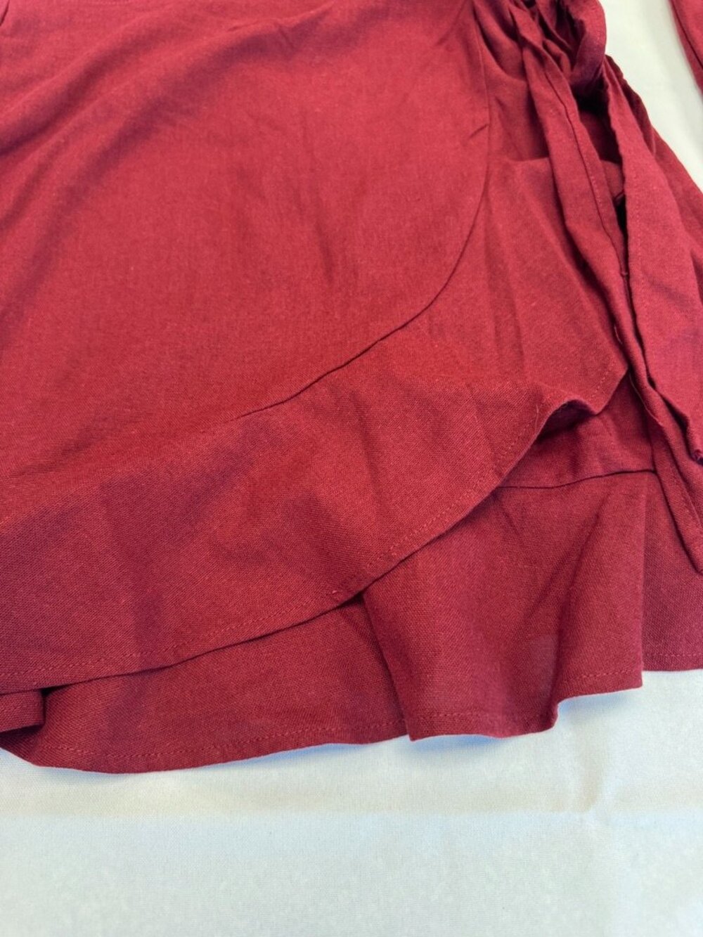Princess Polly The Villa Mini Dress Burgundy Long Sleeve Ruffle Size 6 - Picture 11 of 14